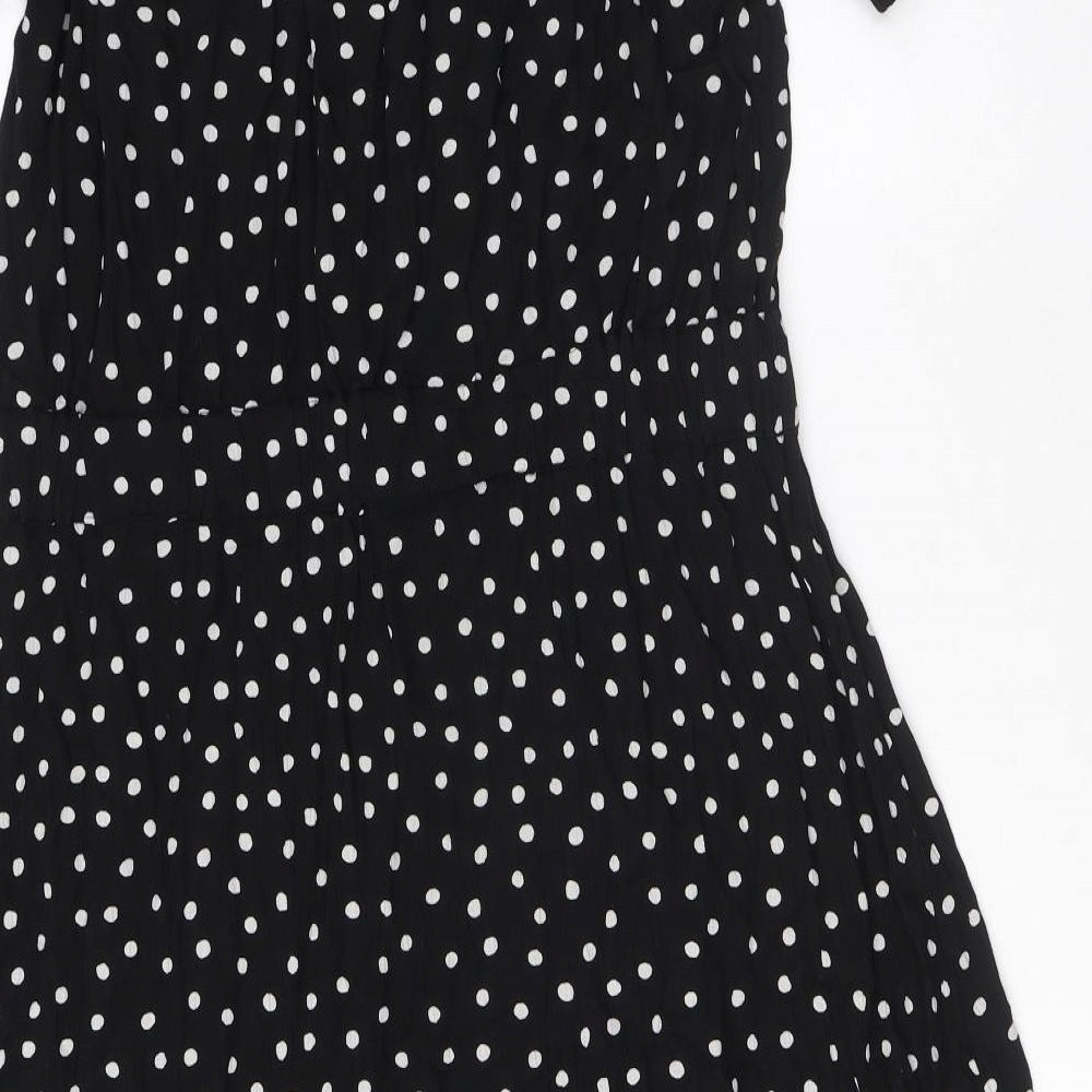 NEXT Womens Black Polka Dot Viscose A-Line Size 16 Off the Shoulder Pullover