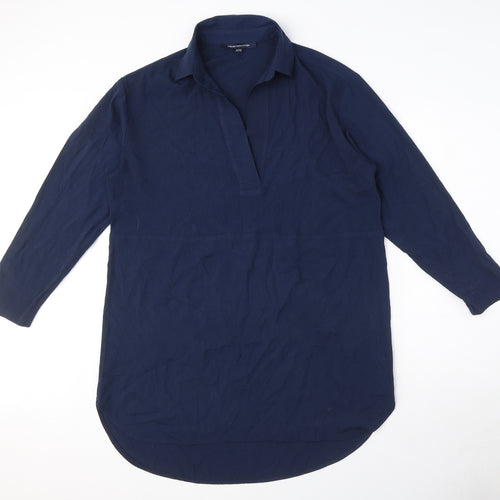 French Connection Womens Blue Polyester Shirt Dress Size 10 Collared Pullover