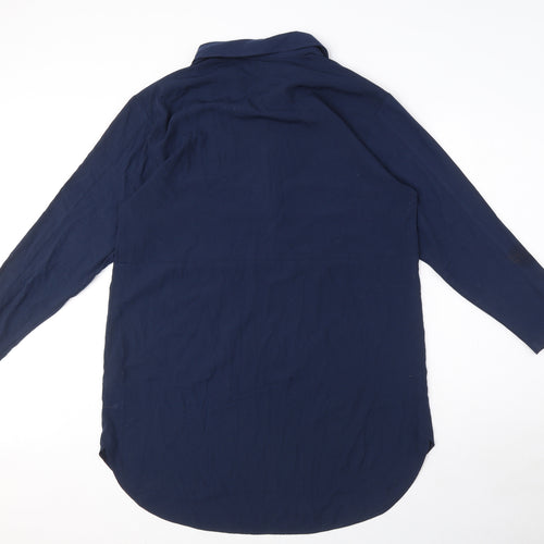 French Connection Womens Blue Polyester Shirt Dress Size 10 Collared Pullover