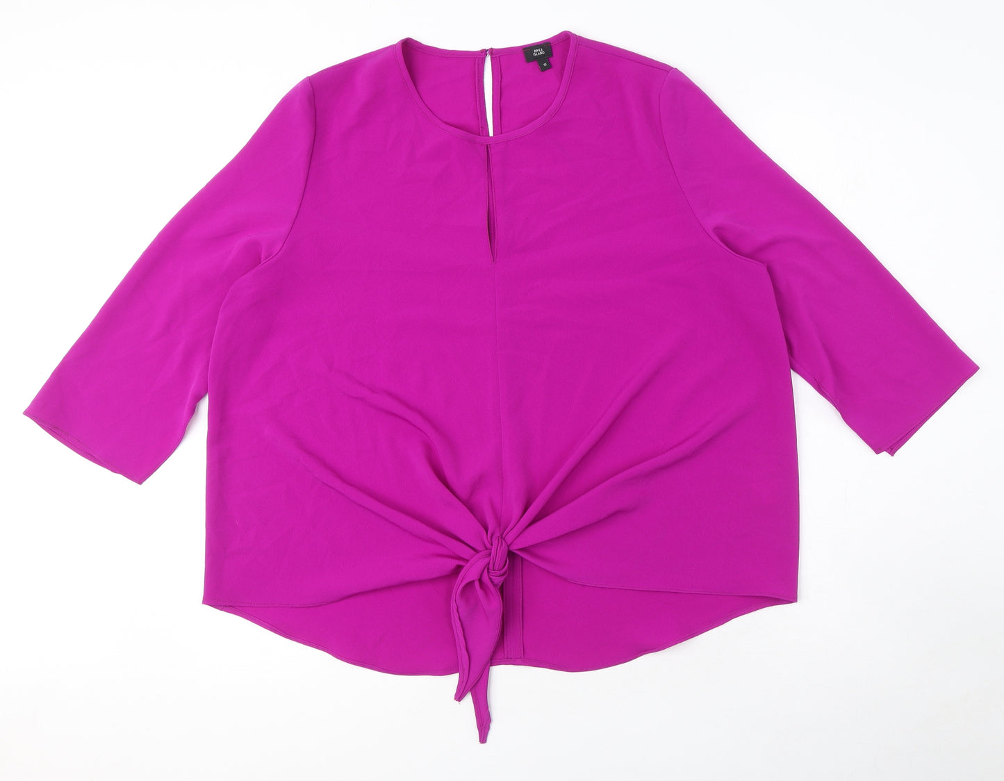 River Island Womens Purple Polyester Basic Blouse Size 10 Round Neck - Tie Detail