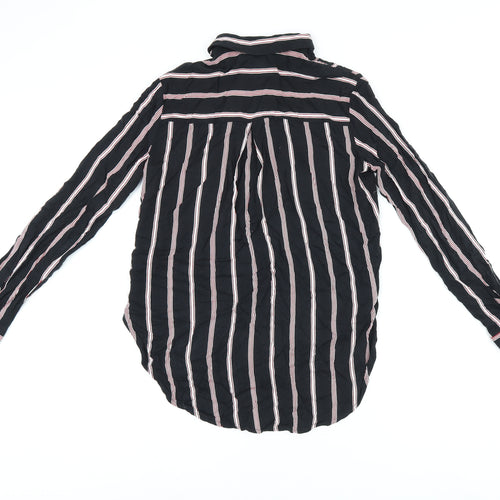 alcott Womens Black Striped Viscose Basic Button-Up Size XS Collared