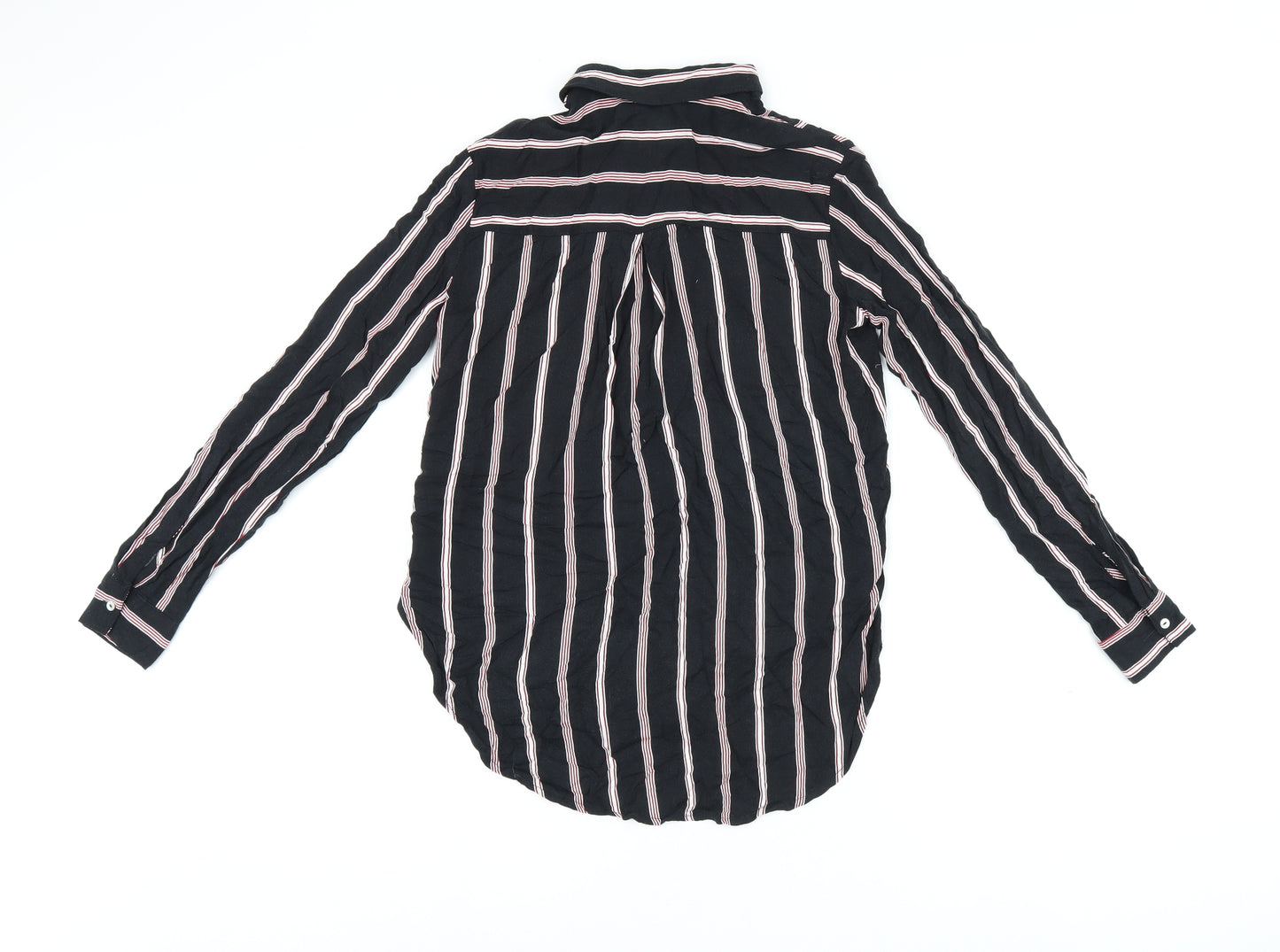 alcott Womens Black Striped Viscose Basic Button-Up Size XS Collared