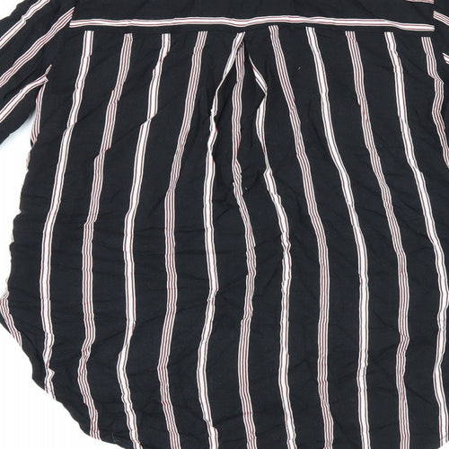 alcott Womens Black Striped Viscose Basic Button-Up Size XS Collared