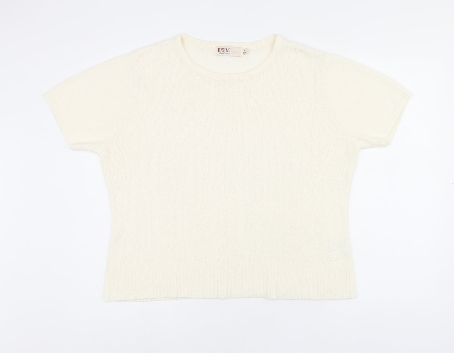 EWM Womens Beige Round Neck Acrylic Pullover Jumper Size 18 - Size 18-20
