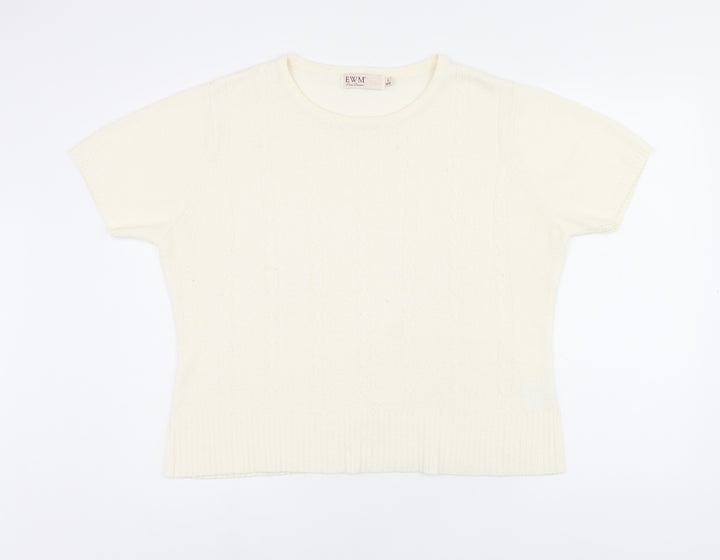 EWM Womens Beige Round Neck Acrylic Pullover Jumper Size 18 - Size 18-20