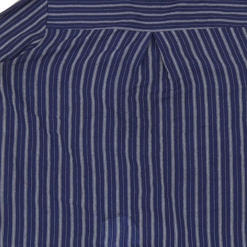 Debenhams Womens Blue Striped Polyester Basic Button-Up Size 10 V-Neck