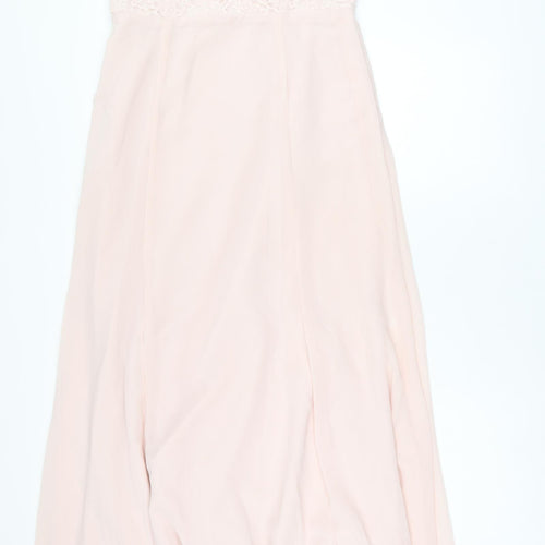 Vivian Diamond Womens Pink Polyester Maxi Size 14 Boat Neck Zip - Blush