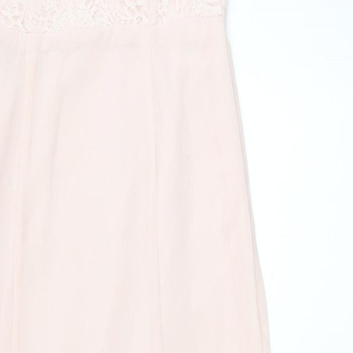 Vivian Diamond Womens Pink Polyester Maxi Size 14 Boat Neck Zip - Blush