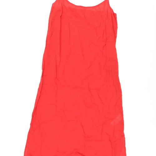 Marks and Spencer Womens Red Cotton Tank Dress Size 6 Scoop Neck Pullover