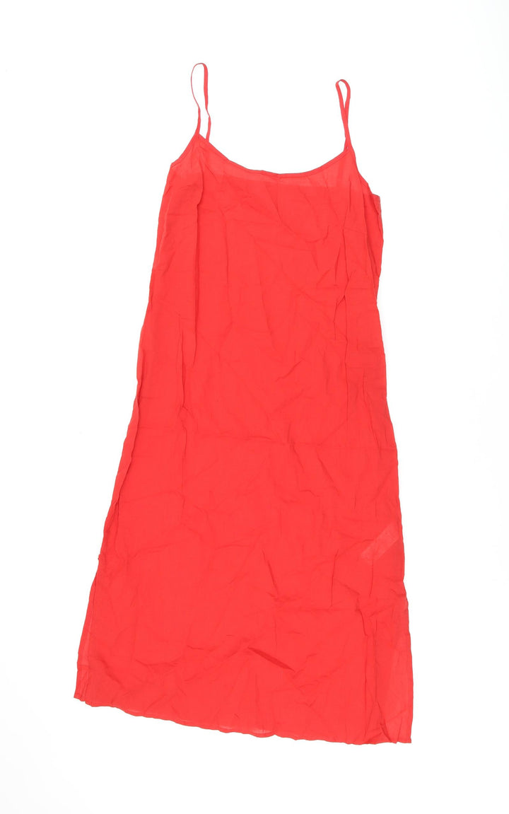 Marks and Spencer Womens Red Cotton Tank Dress Size 6 Scoop Neck Pullover