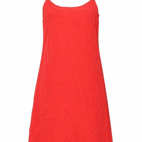 Marks and Spencer Womens Red Cotton Tank Dress Size 6 Scoop Neck Pullover