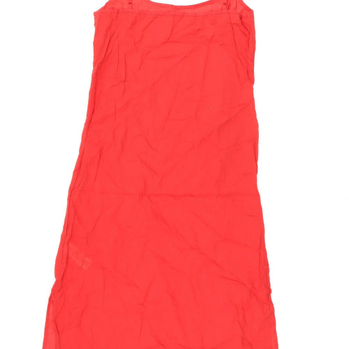 Marks and Spencer Womens Red Cotton Tank Dress Size 6 Scoop Neck Pullover
