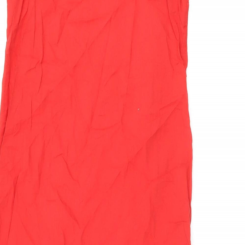 Marks and Spencer Womens Red Cotton Tank Dress Size 6 Scoop Neck Pullover