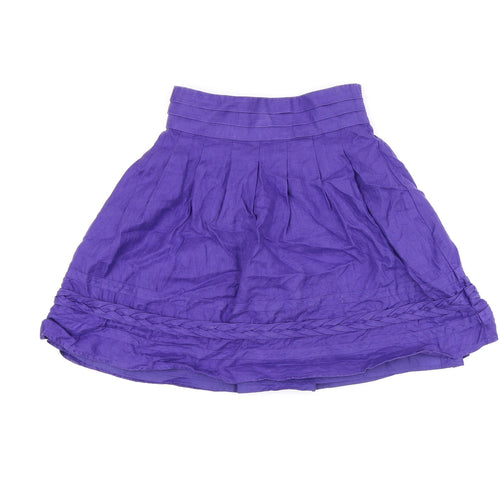 Marks and Spencer Womens Purple Linen A-Line Skirt Size 10