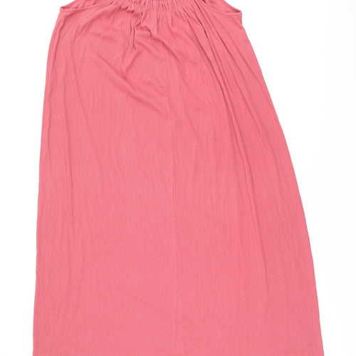Zara Womens Red Cotton Tank Dress Size 10 V-Neck Pullover - Ribbed fabric