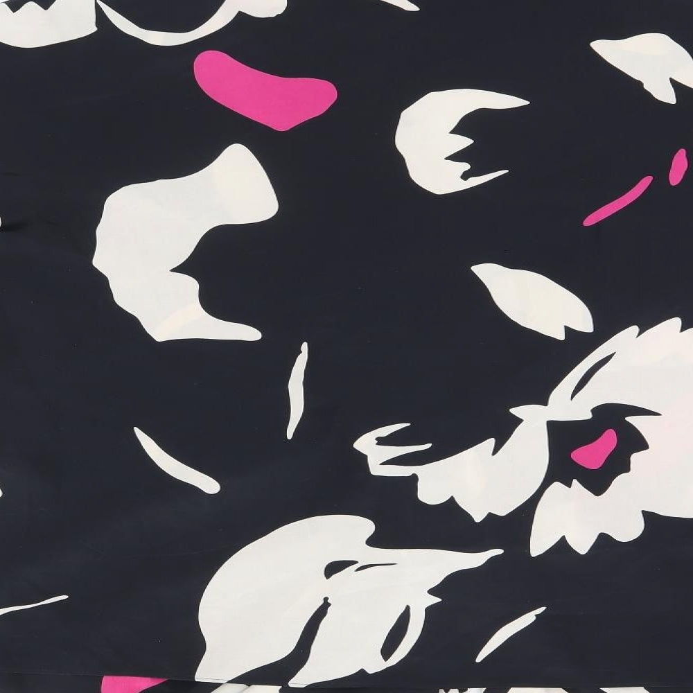 Windsmoor Womens Black Geometric Silk Kimono Blouse Size L Collared