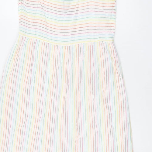 Gap Womens White Striped Cotton Tank Dress Size M Square Neck Zip