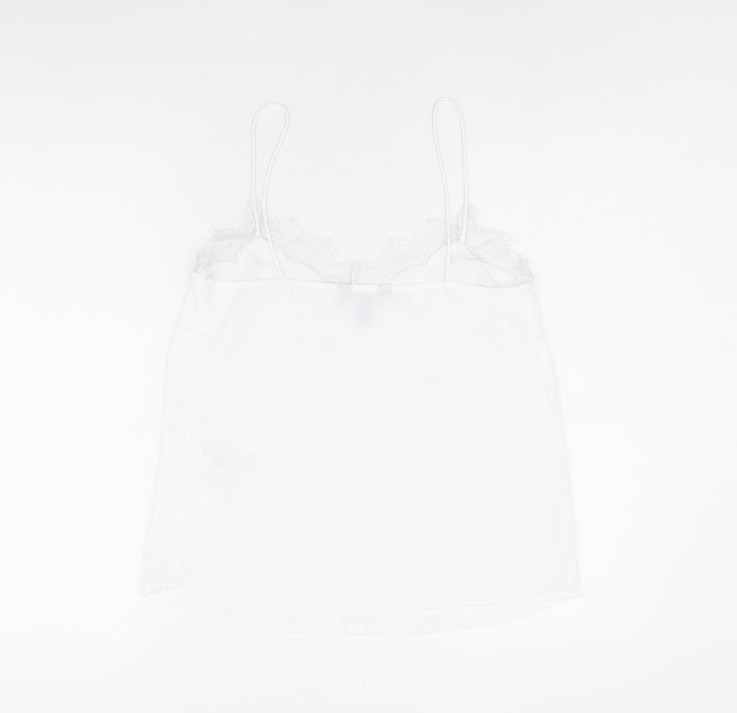 New Look Womens White Polyester Camisole Tank Size 8 V-Neck - Lace Neckline