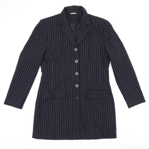Yessica Womens Blue Striped Jacket Blazer Size 14 Button