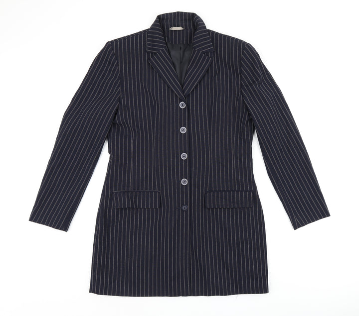 Yessica Womens Blue Striped Jacket Blazer Size 14 Button