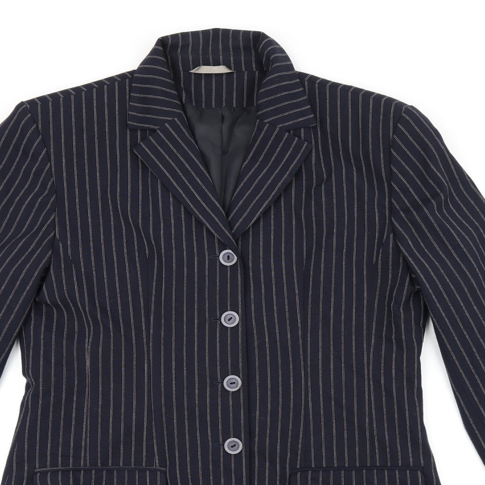 Yessica Womens Blue Striped Jacket Blazer Size 14 Button