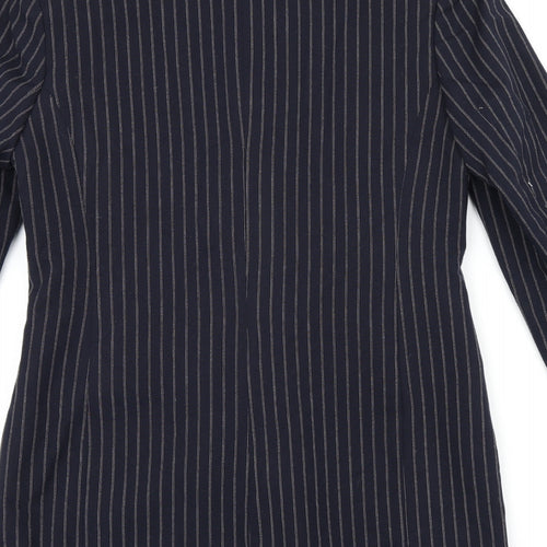 Yessica Womens Blue Striped Jacket Blazer Size 14 Button