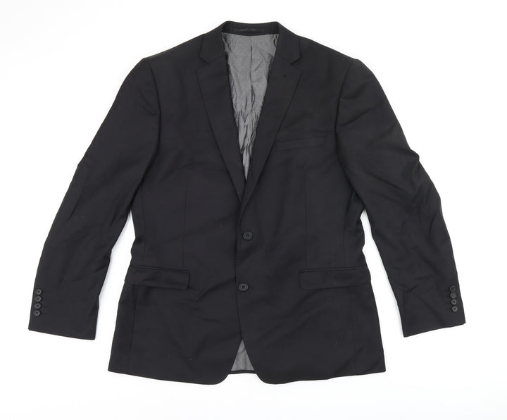 French Connection Mens Black Wool Jacket Suit Jacket Size 42 Regular