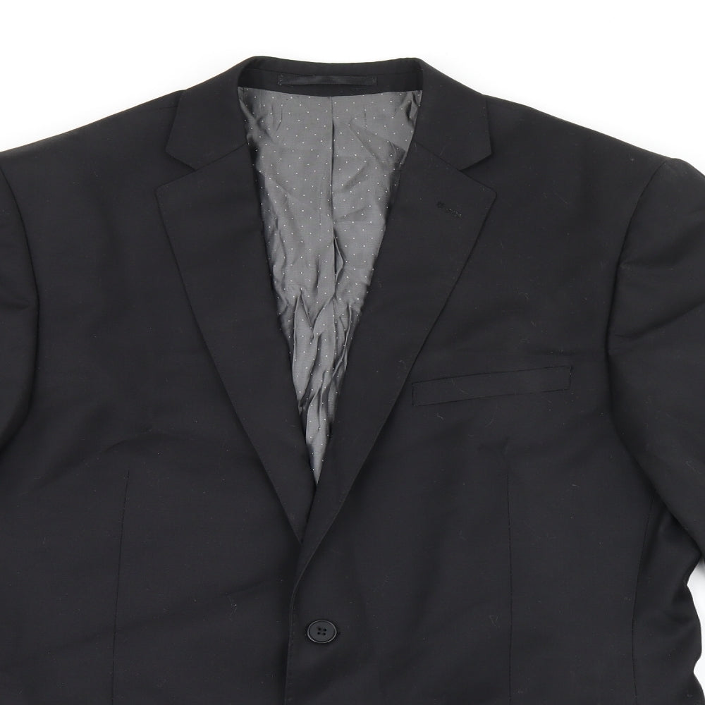 French Connection Mens Black Wool Jacket Suit Jacket Size 42 Regular