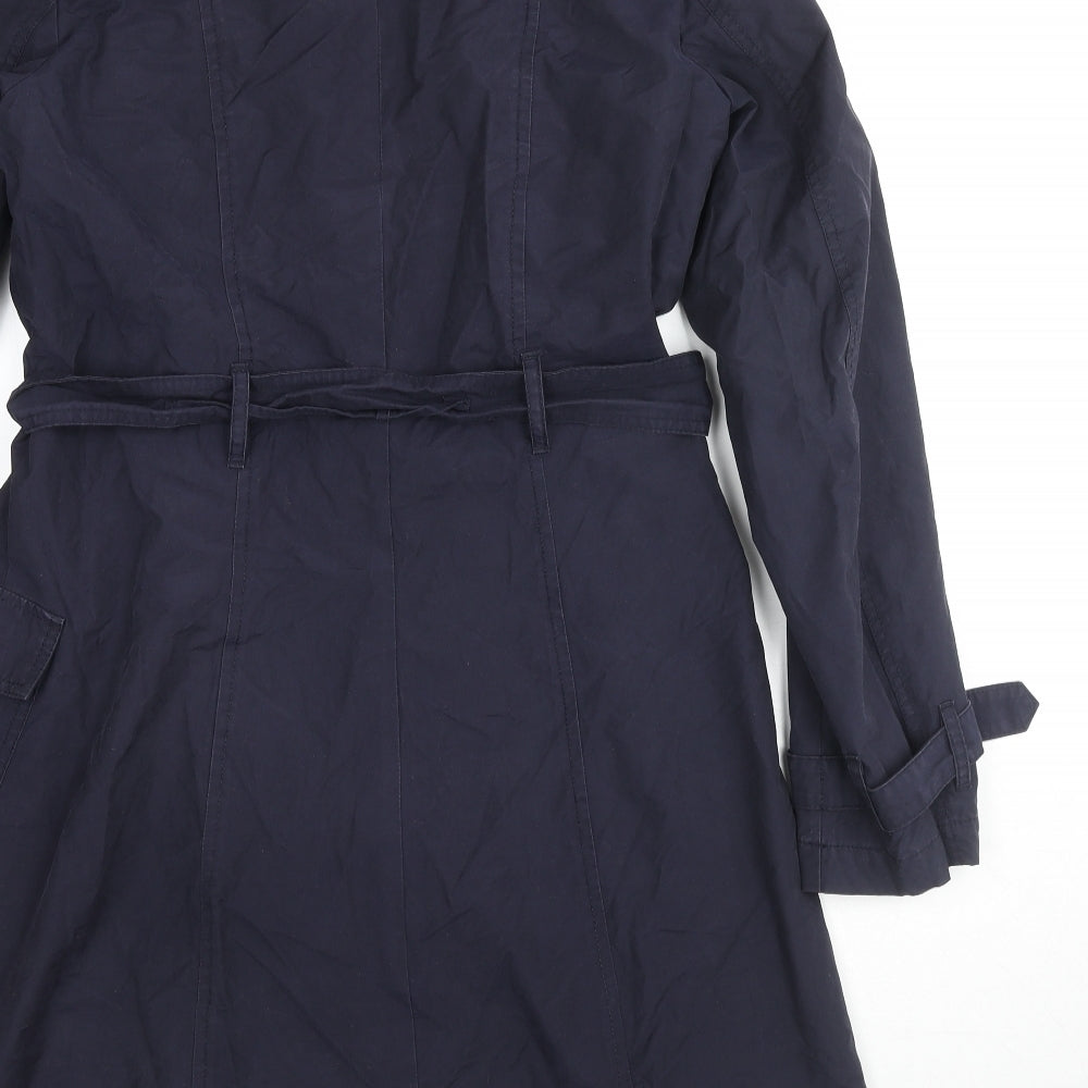 Jigsaw Womens Blue Trench Coat Coat Size 12 Button