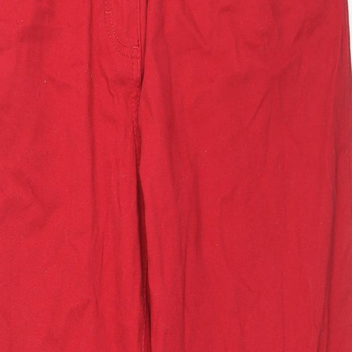 Damart Womens Red Cotton Trousers Size 12 L26 in Regular Zip