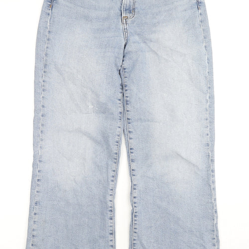 H&M Womens Blue Cotton Wide-Leg Jeans Size 28 in L26 in Regular Zip