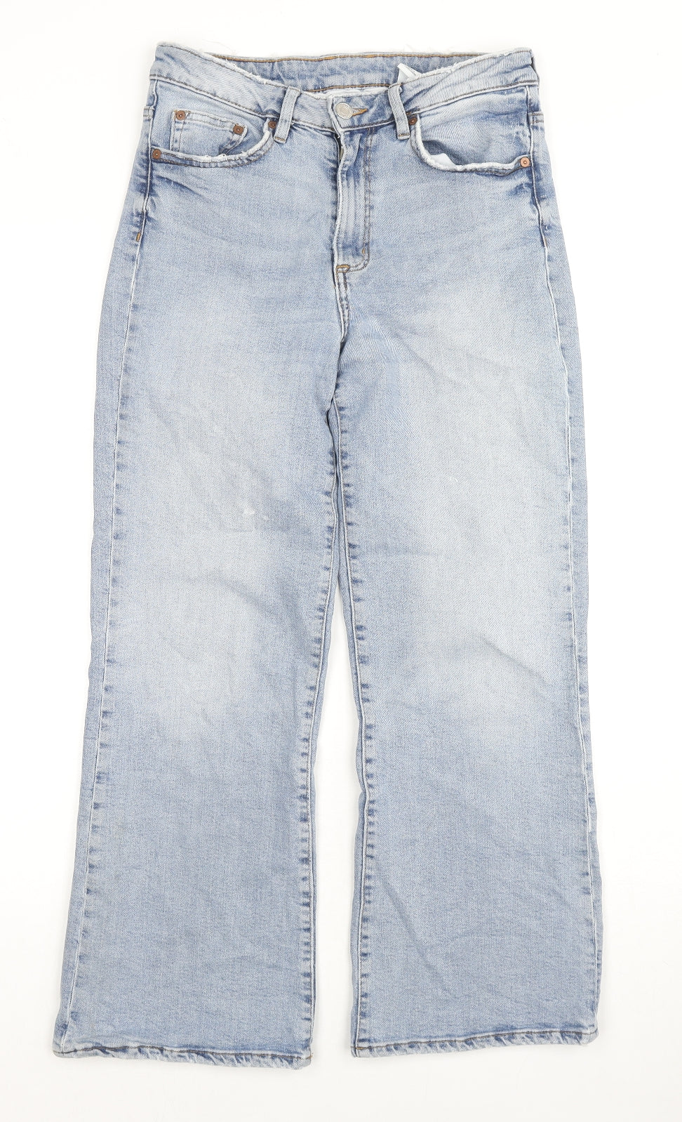 H&M Womens Blue Cotton Wide-Leg Jeans Size 28 in L26 in Regular Zip