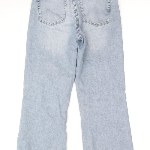 H&M Womens Blue Cotton Wide-Leg Jeans Size 28 in L26 in Regular Zip