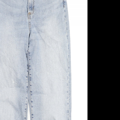 H&M Womens Blue Cotton Wide-Leg Jeans Size 28 in L26 in Regular Zip