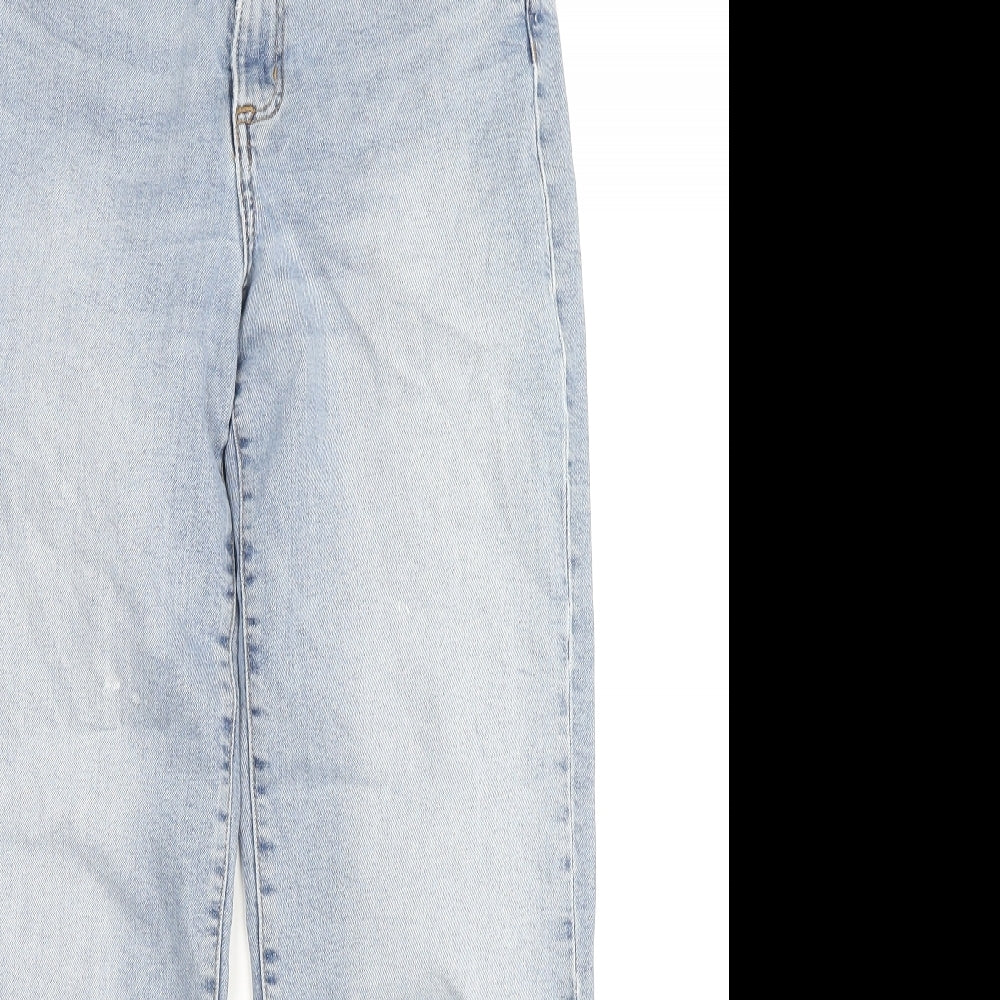 H&M Womens Blue Cotton Wide-Leg Jeans Size 28 in L26 in Regular Zip