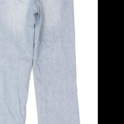 H&M Womens Blue Cotton Wide-Leg Jeans Size 28 in L26 in Regular Zip