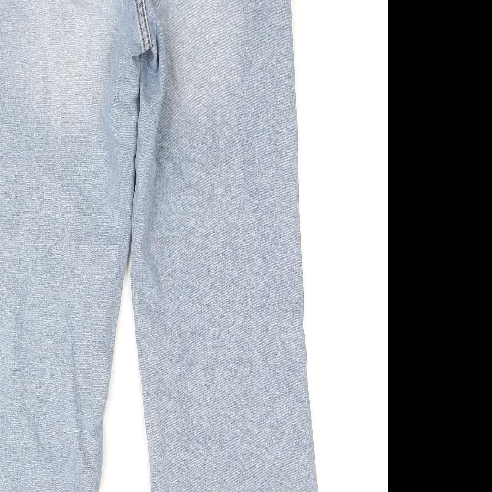 H&M Womens Blue Cotton Wide-Leg Jeans Size 28 in L26 in Regular Zip