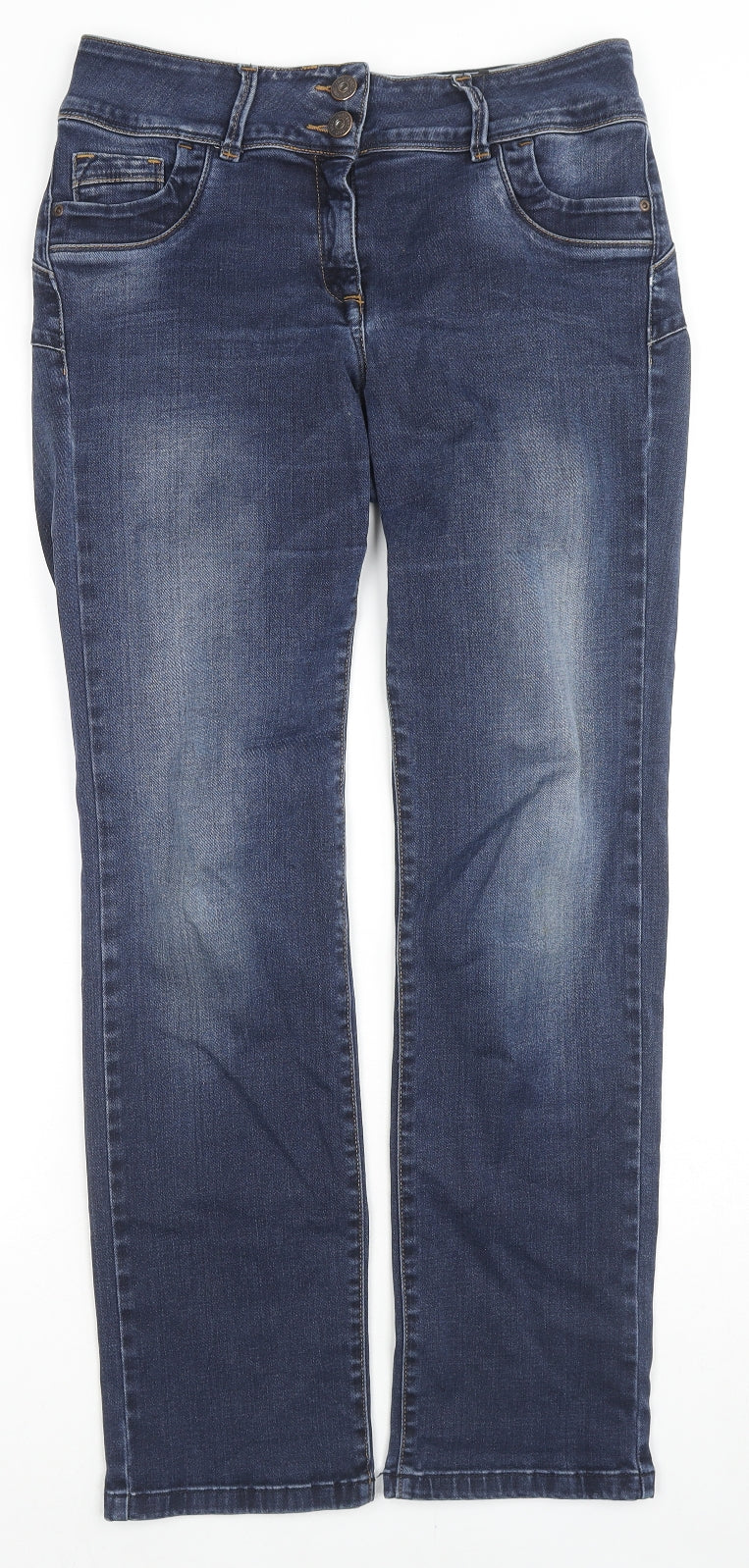 NEXT Womens Blue Cotton Skinny Jeans Size 12 L30 in Regular Zip