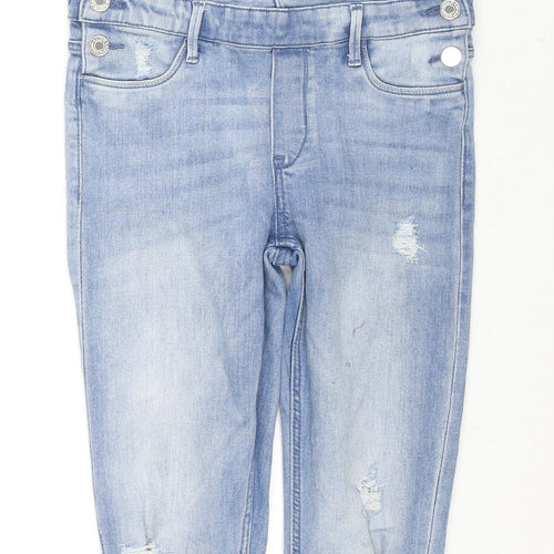 H&M Girls Blue Cotton Skinny Jeans Size 10-11 Years L23 in Regular Zip - Dungaree