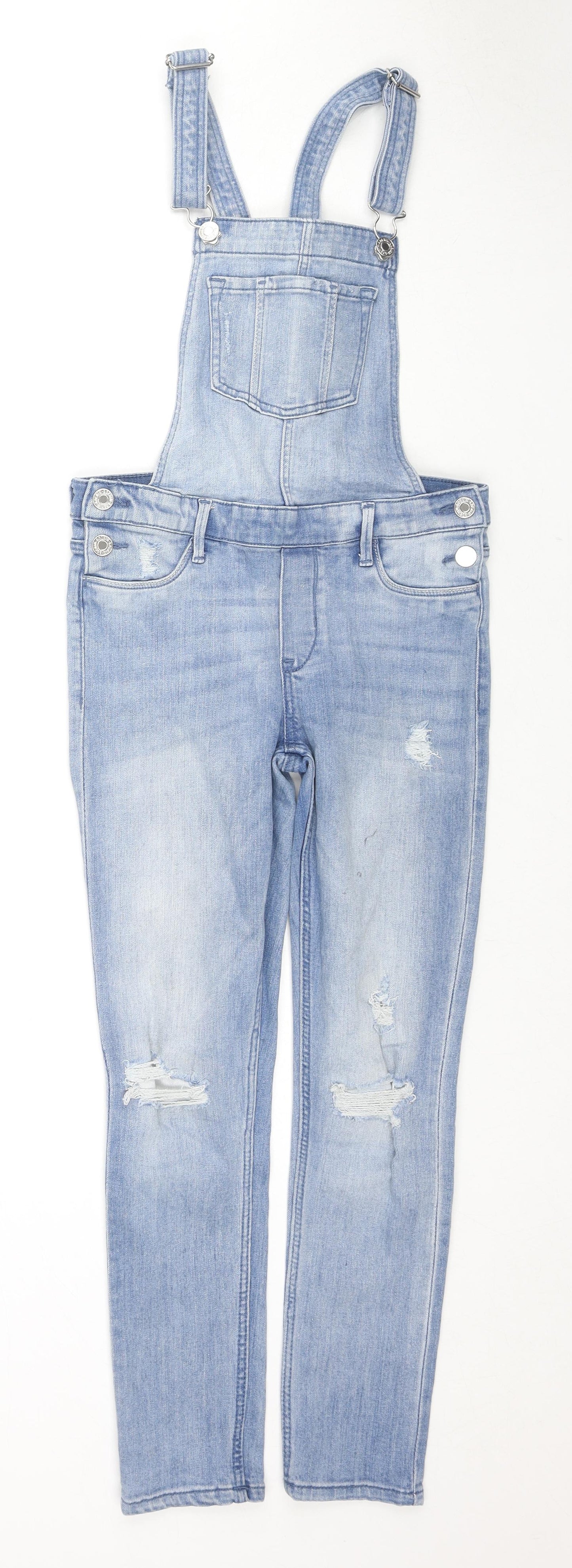 H&M Girls Blue Cotton Skinny Jeans Size 10-11 Years L23 in Regular Zip - Dungaree