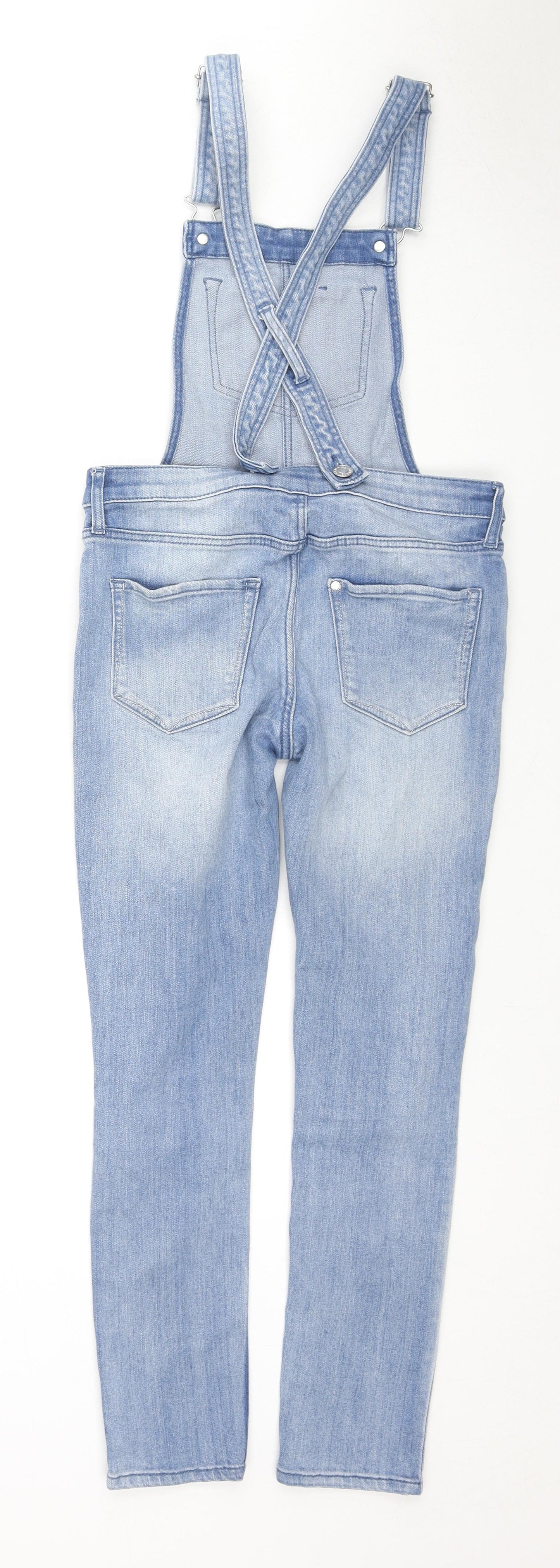 H&M Girls Blue Cotton Skinny Jeans Size 10-11 Years L23 in Regular Zip - Dungaree