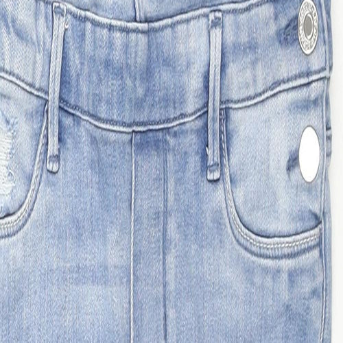 H&M Girls Blue Cotton Skinny Jeans Size 10-11 Years L23 in Regular Zip - Dungaree