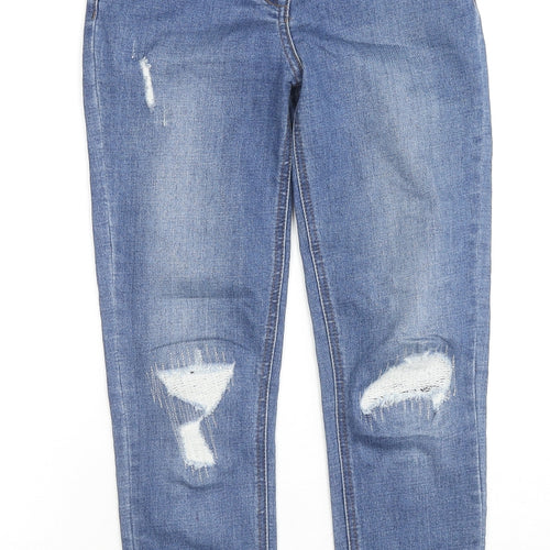 Matalan Womens Blue Cotton Skinny Jeans Size 8 L24 in Regular Zip