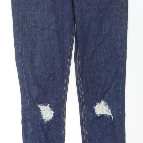 Pull&Bear Womens Blue Cotton Skinny Jeans Size 10 L27 in Regular Zip
