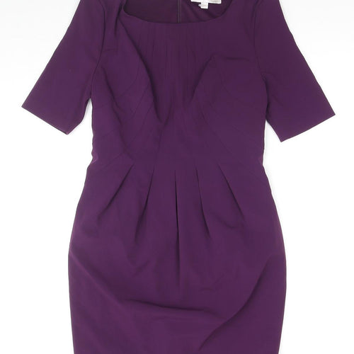 VERO MODA Womens Purple Polyester A-Line Size XS Round Neck Zip - Label Size 160/80A