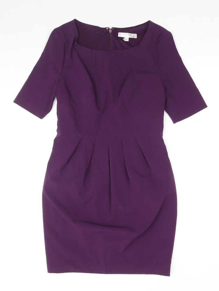 VERO MODA Womens Purple Polyester A-Line Size XS Round Neck Zip - Label Size 160/80A