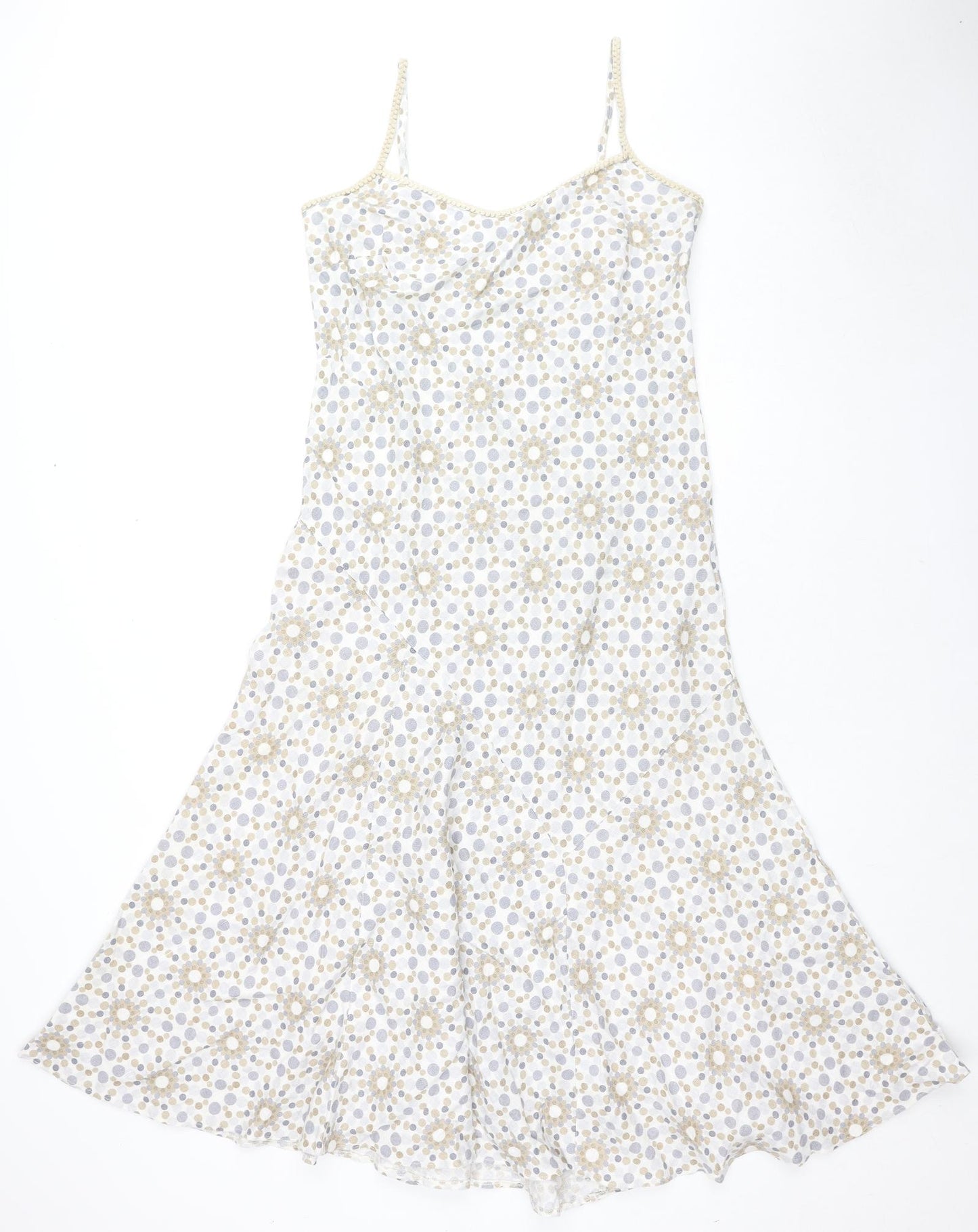 Very Womens Multicoloured Floral Linen Tank Dress Size 12 V-Neck Pullover