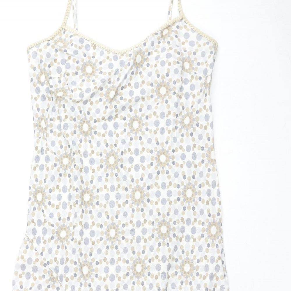 Very Womens Multicoloured Floral Linen Tank Dress Size 12 V-Neck Pullover