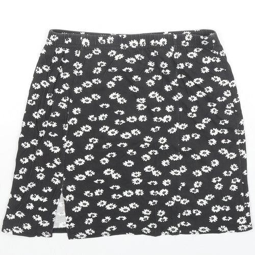 Boohoo Womens Black Floral Polyester Mini Skirt Size 8