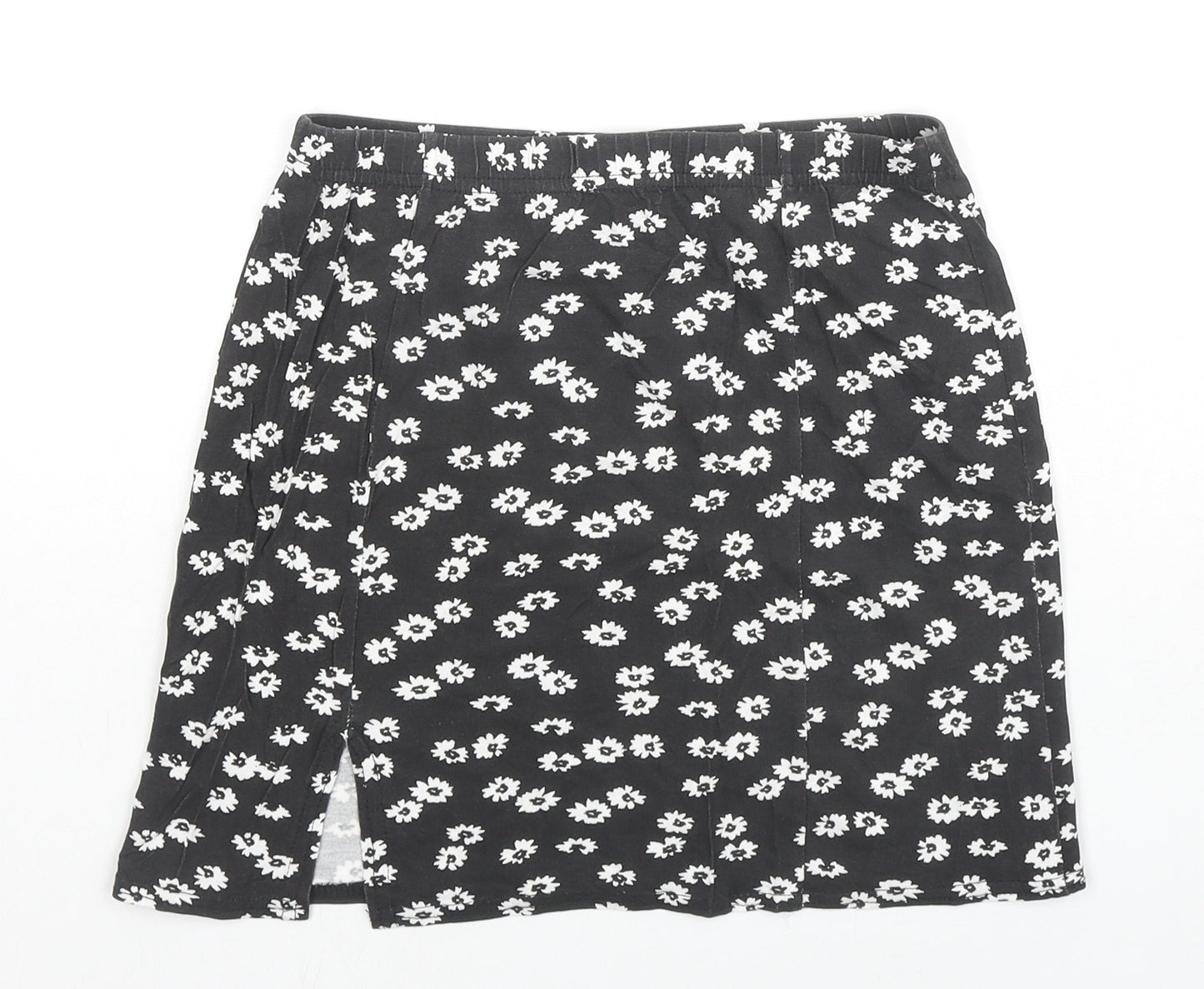 Boohoo Womens Black Floral Polyester Mini Skirt Size 8